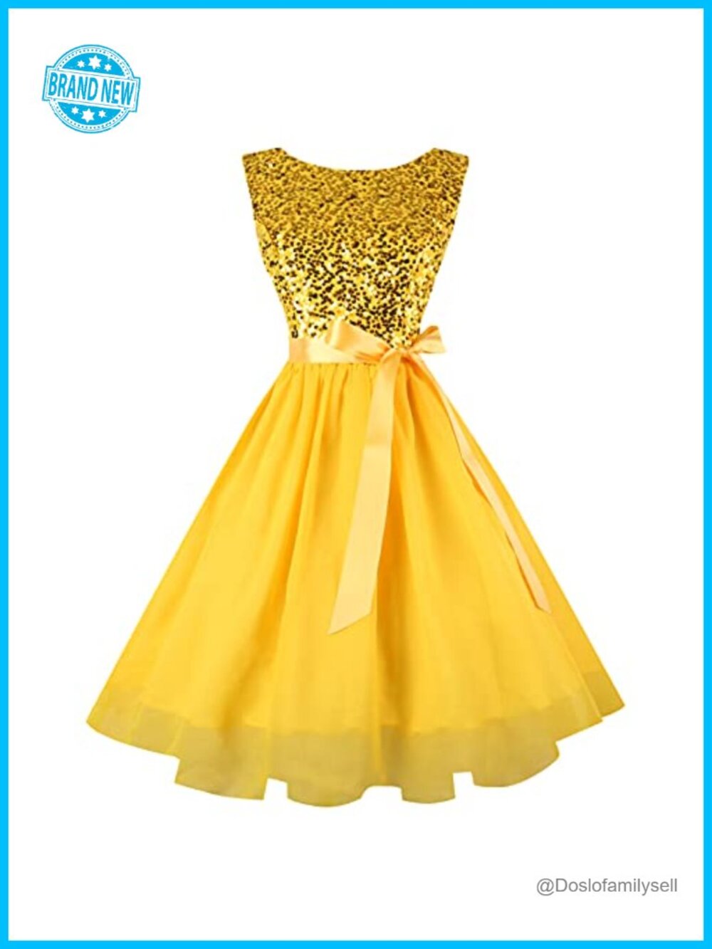 Sleeveless Boatneck Sequin A-Line Cocktail Formal Dress with Detachable Belt